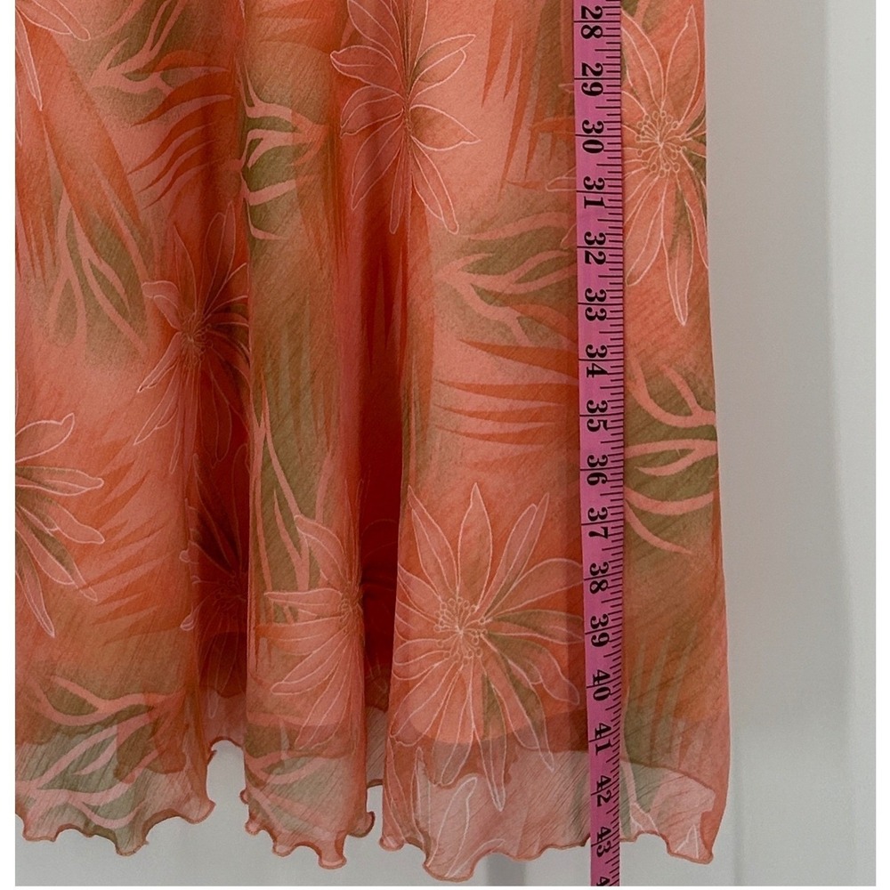 Studio 1940 Coral Tropical Floral Chiffon Midi Dress Ruched Waist Size 10 NWT - Picture 6 of 6